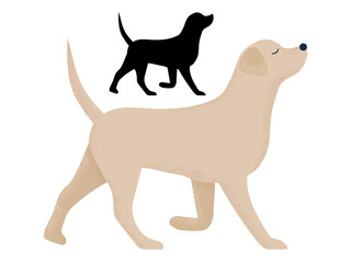 Labrador Retriever Dog in Cartoon and Outline