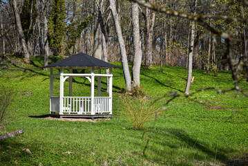 Beautiful wooden gazebo in a country park