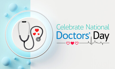 National Doctors' Day is a day celebrated to recognize the contributions of physicians to individual lives and communities. The date may vary from nation to nation. 3D Rendering