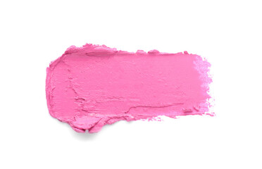 Swatch of lipstick isolated on white, top view