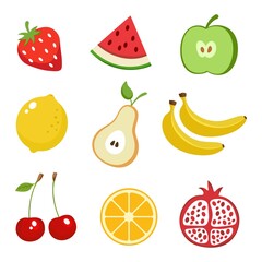 fruits colored set vector illustration