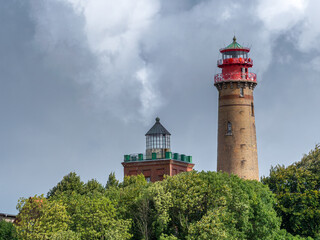 Fototapeta na wymiar Light House at the Cape Akrona located north of the Rügen island