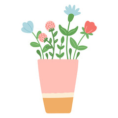 Flower in beautiful cup, flat design vector
