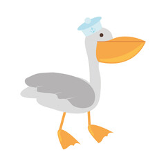 pelican with sailor hat