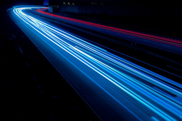 Fototapeta na wymiar lights of cars with night. long exposure, light lines
