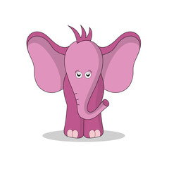 Cute pink elephant vector illustration