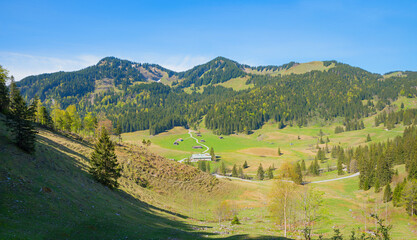 spring landscape Rote Valepp valley and bavarian alps