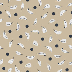 Falling leaves seamless surface pattern, hand drawn vector background for textiles, fashion, home decor, stationery, wallpaper