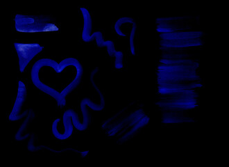 A set of elements from watercolor strokes and graphic shapes on a black background for design, invitation cards, etc.