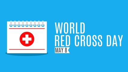 world red cross day calendar on blue background
