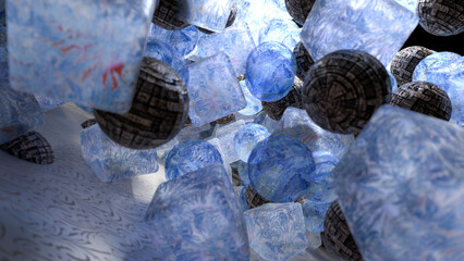 Abstract DOF background. Geometry shapes. 3d render