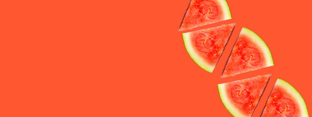 Summer watermelon on bright colored background