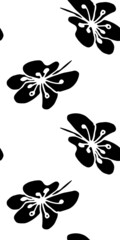 Black sakura  seamless pattern. Vector illustration in boho style for wrapping paper, textile, backgrounds.