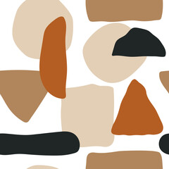 Abstract modern trendy seamless pattern with shape in earth colors. Colorful aesthetic vector Illustration wallpaper 