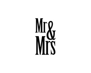 Mr & Mrs wedding hand written lettering. Wedding decoration. Mister and missis for wedding and invitation elements. Traditional wedding words. Isolated on white background. Vector illustration.