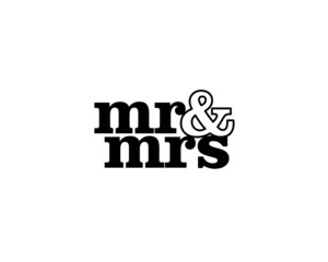 Mr & Mrs wedding hand written lettering. Wedding decoration. Mister and missis for wedding and invitation elements. Traditional wedding words. Isolated on white background. Vector illustration.
