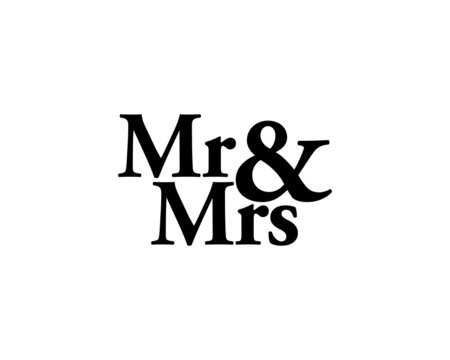 Mr & Mrs wedding hand written lettering. Wedding decoration. Mister and missis for wedding and invitation elements. Traditional wedding words. Isolated on white background. Vector illustration.