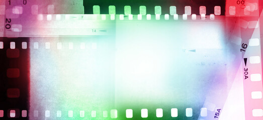 Colorful filmstrip negative frames background