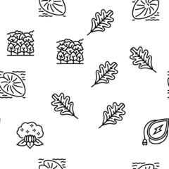 Leaf Branch Natural Foliage Tree Vector Seamless Pattern Thin Line Illustration