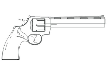Gun revolver handgun six shooter pistol isolated on white background. Risk in conflict situation. police and military weapon.