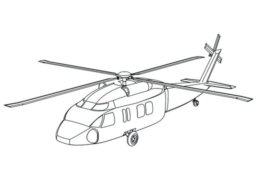 recommend clip art: Military helicopter drawing line art vector illustration. Cartoon helicopter drawing for coloring book for kids and children.