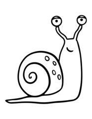Animal coloring page for little kids. Simple outline illustration of snail.