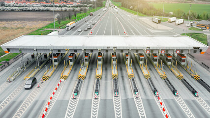 freeway toll booth, Checkpoint on the road - obrazy, fototapety, plakaty