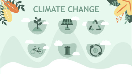Changing the concept of climate. The vector of climate change and saving the planet, World Environment Day, biotechnology, the city on the planet. Recycling, growing plants and choosing renewable reso
