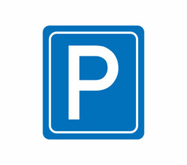 Car parking sign and symbol, blue icon for vehicle, park place. Road sign for parking information. Isolated design. Vector