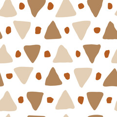 Aesthetic modern seamless pattern with abstract triangles in beige colors. Boho background in minimalist trendy style vector Illustration 
