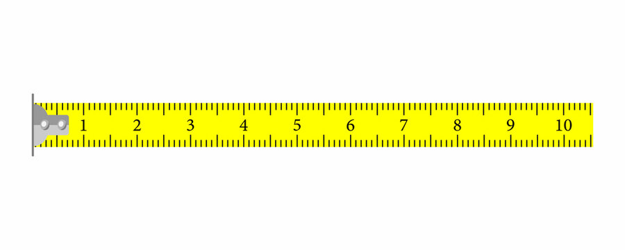 A scale measure, measurements are long in a meter, an inch, a centimeter. An illustration of a construction tool and a dyne distance metric. Isolated design. Vector.