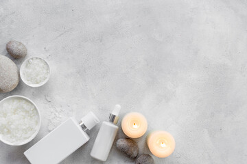 Beauty product mockup - white cosmetic products, top view