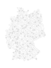 Communication network map of Germany on white