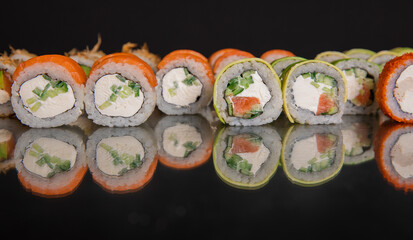 close up of a sushi roll