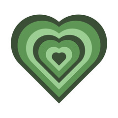 Vector stamp brush clipart trendy heart shape green boho hippie groovy figure. Flat modern illustration.