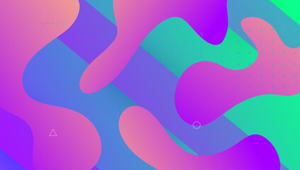 Rainbow Layout. Abstract Poster. Liquid Shapes. Art Landing Page. Pink Graphic Banner. Vibrant Frame. Multicolor Template. Color Futuristic Design. Violet Rainbow Layout