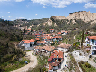 Fototapeta na wymiar Aerial view of historical town of Melnik, Bulgaria