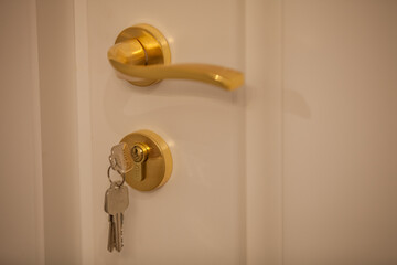 key in keyhole and door handle