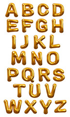 Gold inflatable balloons letters. 3D render.