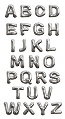 Silver inflatable balloons letters. 3D render.