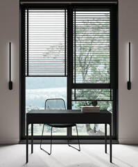 Home mock up, stylish modern workplace in interior background, 3d render