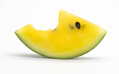 Fototapeta na wymiar Slices Yellow watermelon on white background