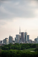 Toronto city skyline at sunset