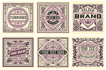 Set of 6 labels. Western style