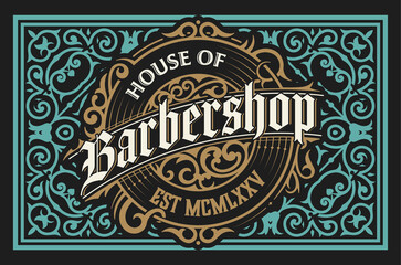 Vintage Barbershop label in vintage style