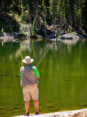 Fototapeta premium People fishing in Marys Lake