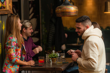 Dancing together in the bar while having fun