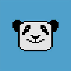 Panda head with pixel art. Vector illustration.