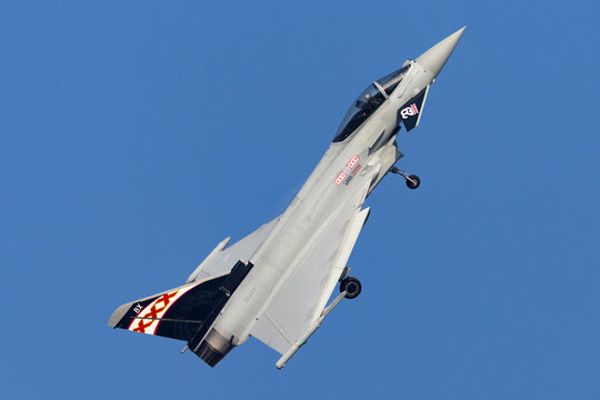 Payerne, Switzerland - September 6, 2014: Royal Air Force (RAF) Eurofighter EF-2000 Typhoon FGR.4 ZK343 From No.29(R) Squadron Based At RAF Coningsby.