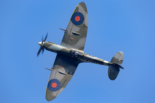 Payerne, Switzerland - September 6, 2014: Supermarine Spitfire Mk16e World War II fighter aircraft G-MXVI.